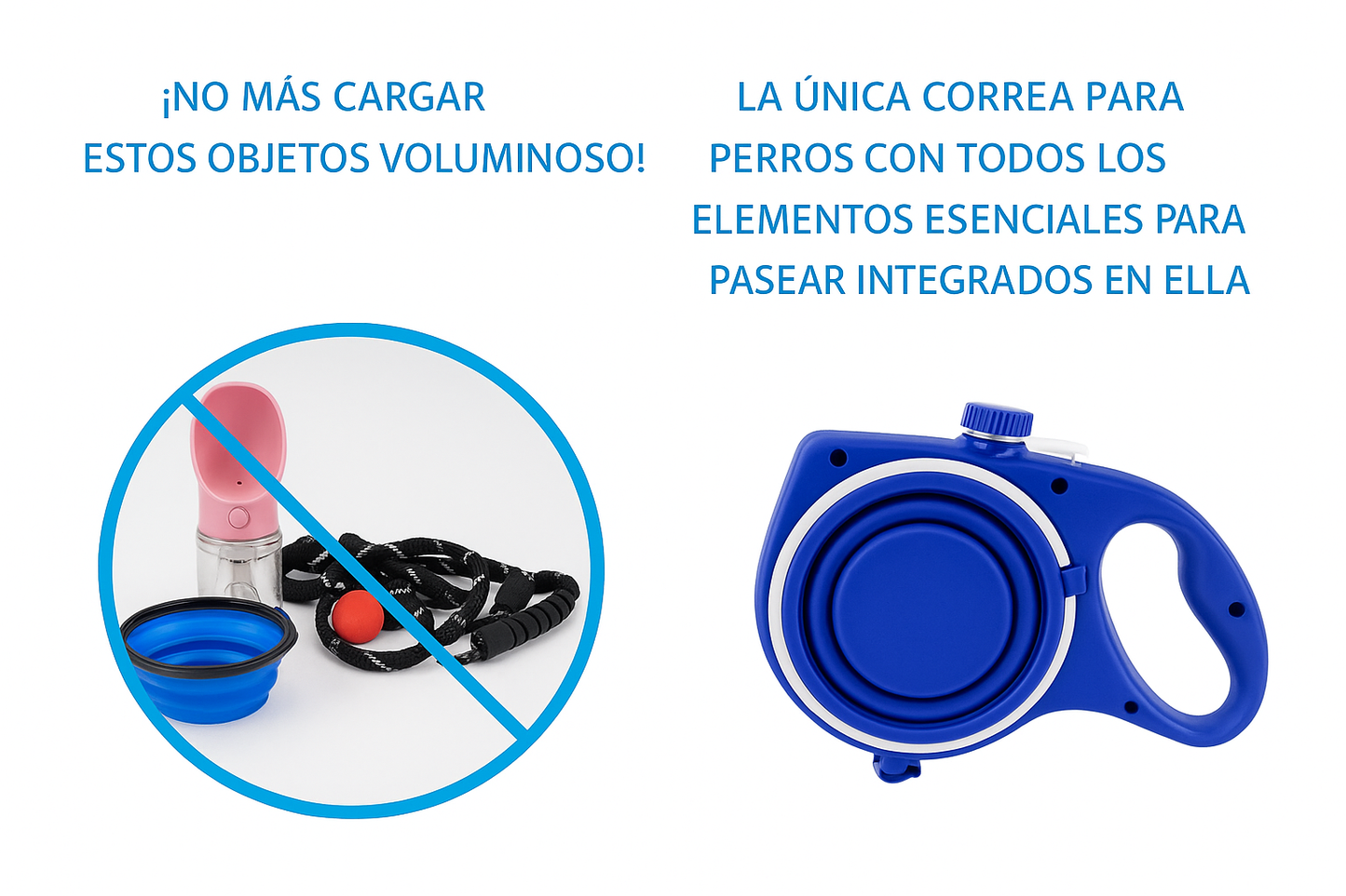 Correa Retráctil 4 en 1 para Perros – Nylon Resistente con Botella de Agua y Tazón Portátil