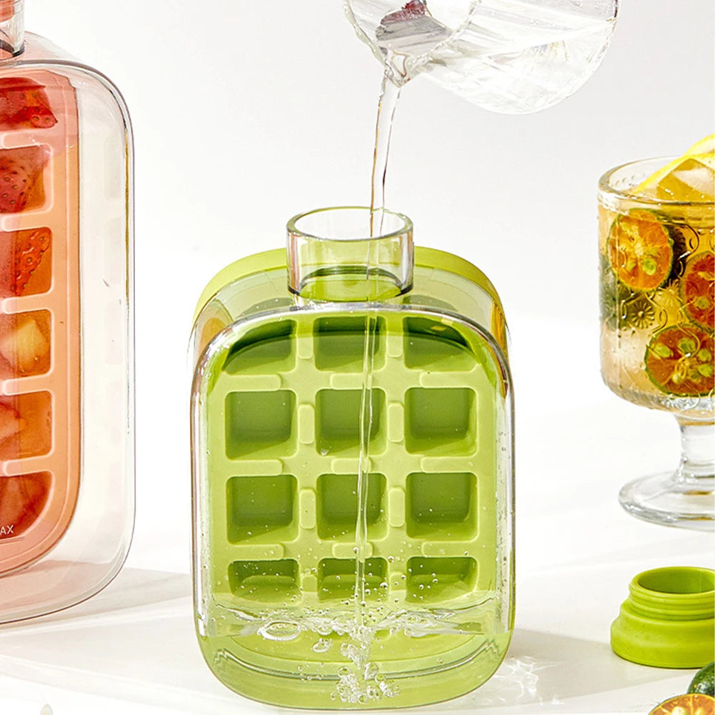 Botella 2 en 1 con Molde de Hielo – 500/800ml con Sorbete y Tapa de Clic, Portátil para Deporte y Exterior