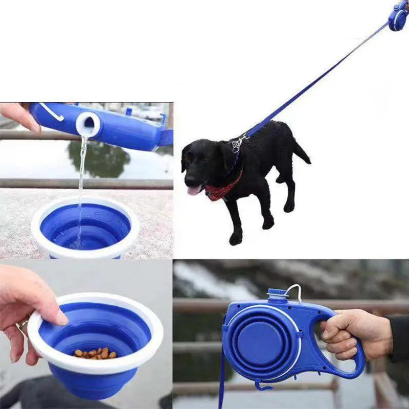 Correa Retráctil 4 en 1 para Perros – Nylon Resistente con Botella de Agua y Tazón Portátil