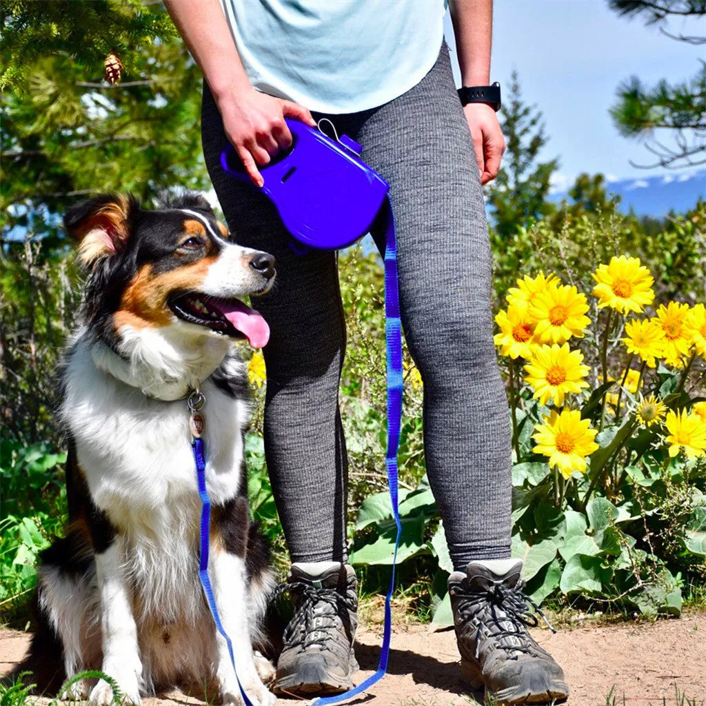 Correa Retráctil 4 en 1 para Perros – Nylon Resistente con Botella de Agua y Tazón Portátil
