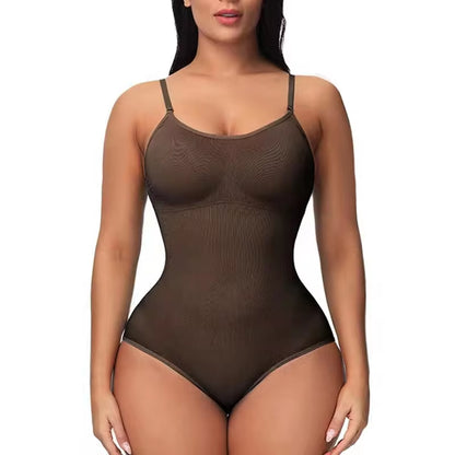 Body con Tirantes y Escote V – Faja Moldeadora con Abertura Íntima