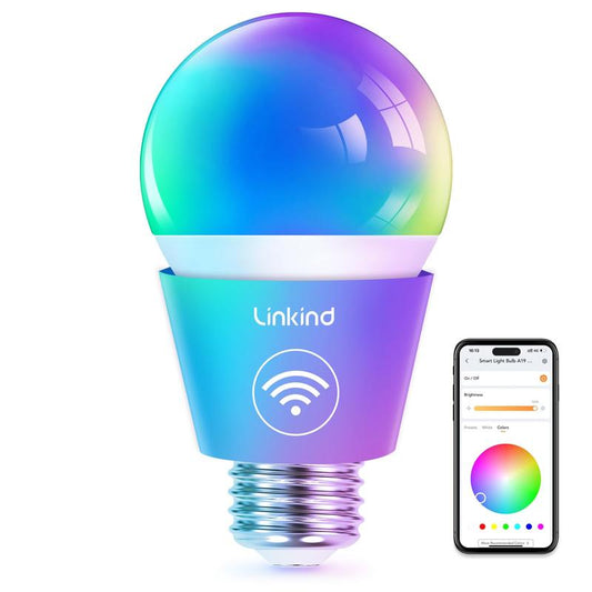 Bombillas Inteligentes Aidot Linkind A19 con Control Remoto – 16 Millones de Colores, Regulables, Compatibles con Alexa y Google Home (60W, E26, 800Lm)