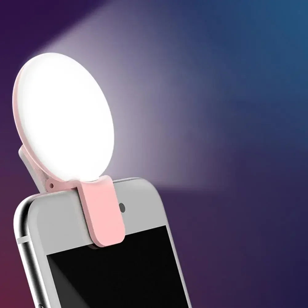 Portable Mini LED Selfie Ring Light with Three Dimming Levels - Perfect Clip-On Photography Fill Light