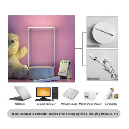 Luz Nocturna LED Transparente – Pizarra Acrílica USB para Mensajes y Notas