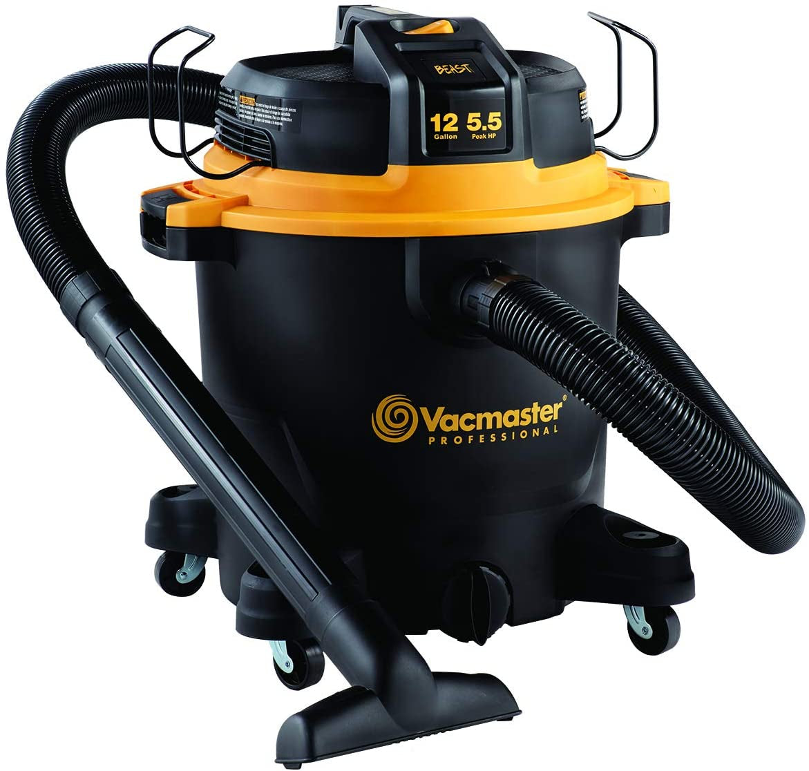 Aspiradora Profesional Wet/Dry 12 Galones – Beast Series 5.5 HP con Manguera 6,3 cm (Negra