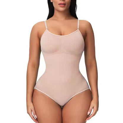 Body con Tirantes y Escote V – Faja Moldeadora con Abertura Íntima